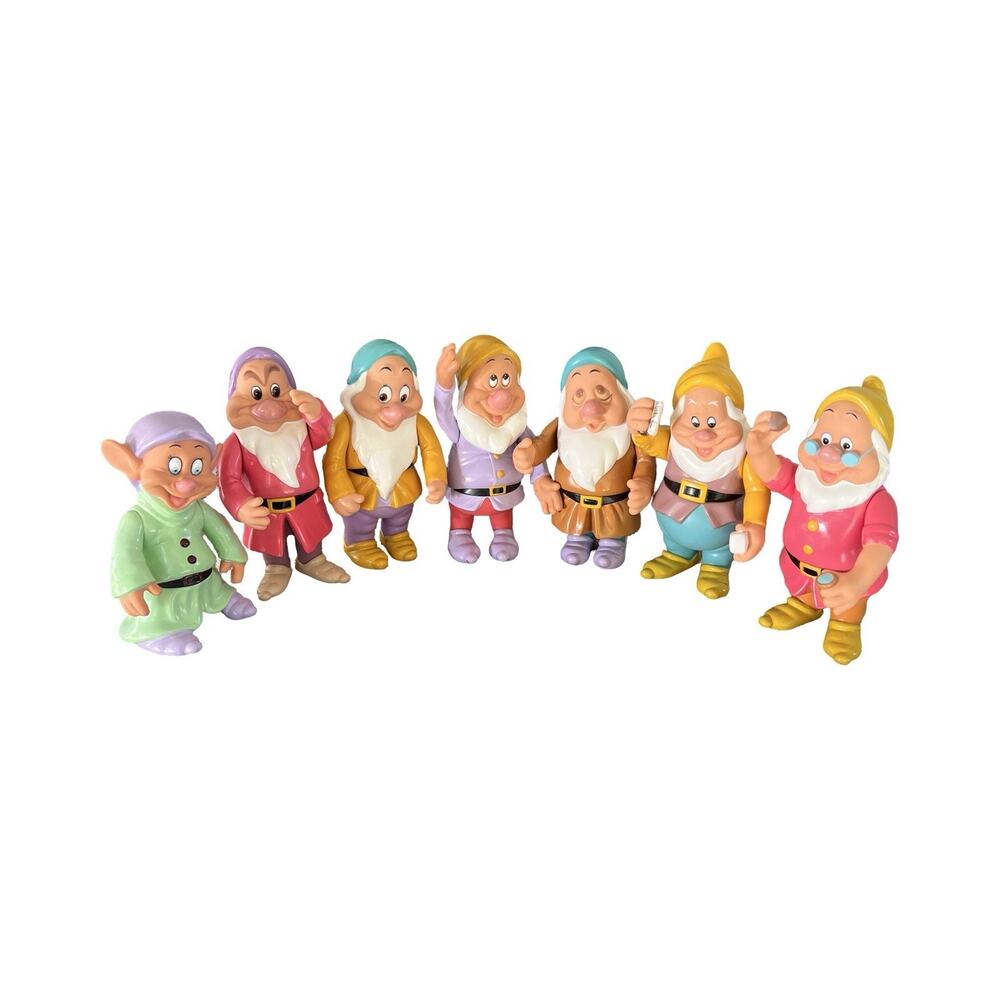 Vintage Disney Snow White 7 Dwarfs Complete PVC Figure Set Thailand Doc Dopey
